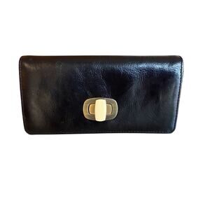 HOBO International Large Leather Doria Wallet Black